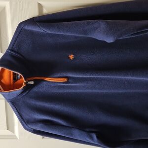 Brooks Brothers 346 Fleece 1/4 Zip, Size Large, Blue & Orange
